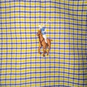 EUC Ralph Lauren 100% Cotton Blake SS Button Down Shirt XXL Yellow & Blue Check